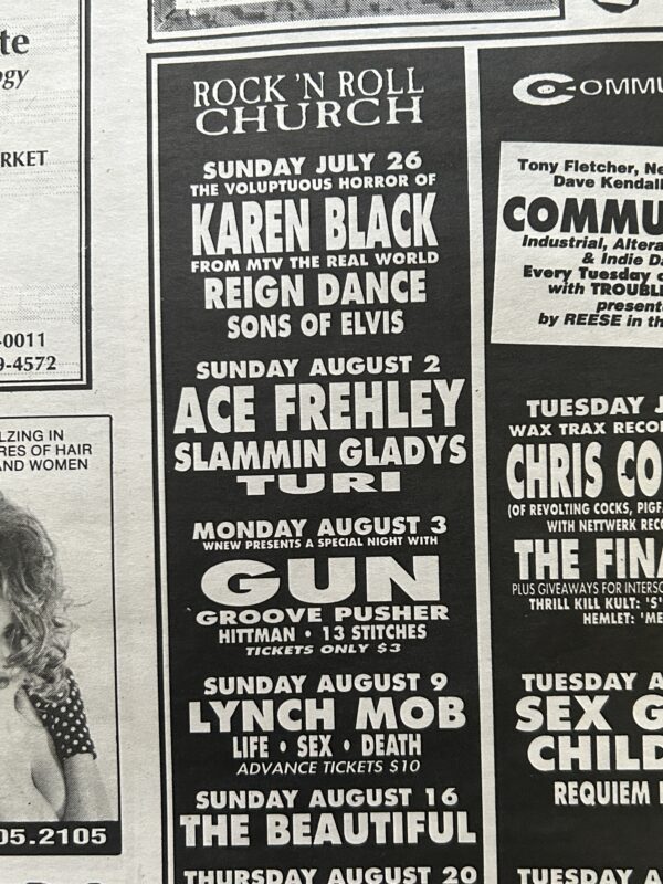 KISS Concert Ad Advert ACE FREHLEY Tour Aug 2 1992 Limelight NY Vintage Kiss B