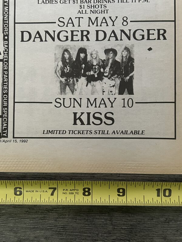 KISS Concert Ad Advert Revenge Tour 1992 The Warehouse NY L'Amour Vintage Kiss A