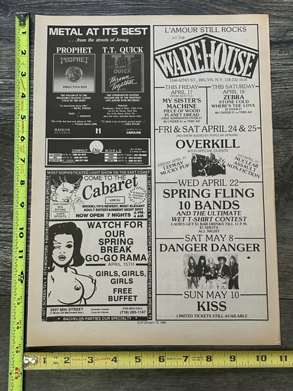 KISS Concert Ad Advert Revenge Tour 1992 The Warehouse NY L'Amour Vintage Kiss A - Image 2