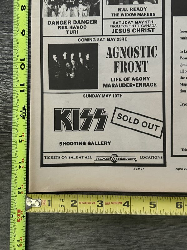 KISS Concert Ad Advert Revenge Tour 1992 The Warehouse NY L'Amour Vintage Kiss B