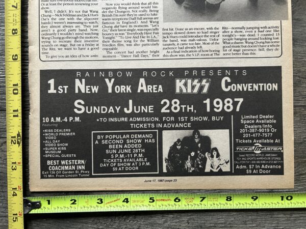 KISS Ad Advert 1st NY Kiss Convention 1987 Rainbow Rock Vintage Kiss Aucoin B