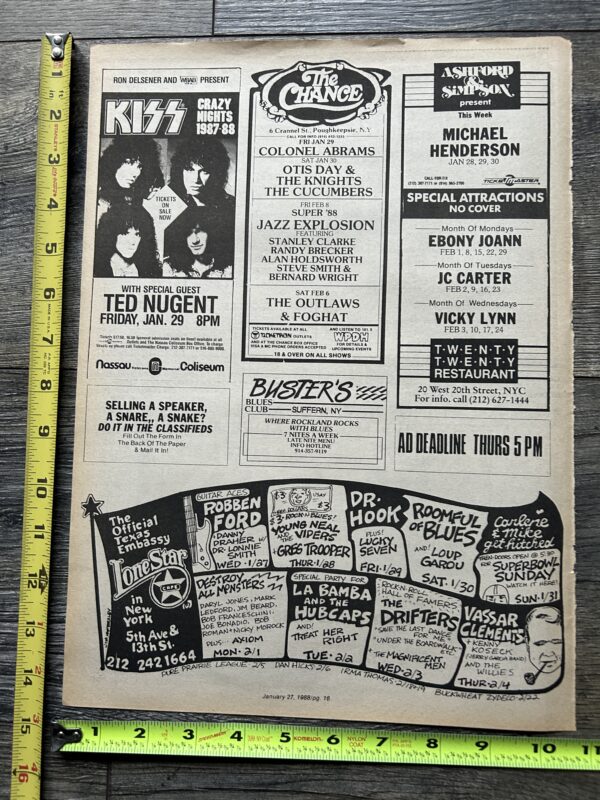 KISS Concert Ad Advert Crazy Nights Tour Jan 29 1988 Nassau NY Vintage Kiss Carr - Image 2