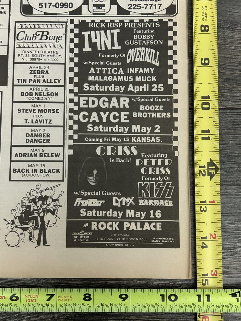 Kiss Peter Criss Concert Ad