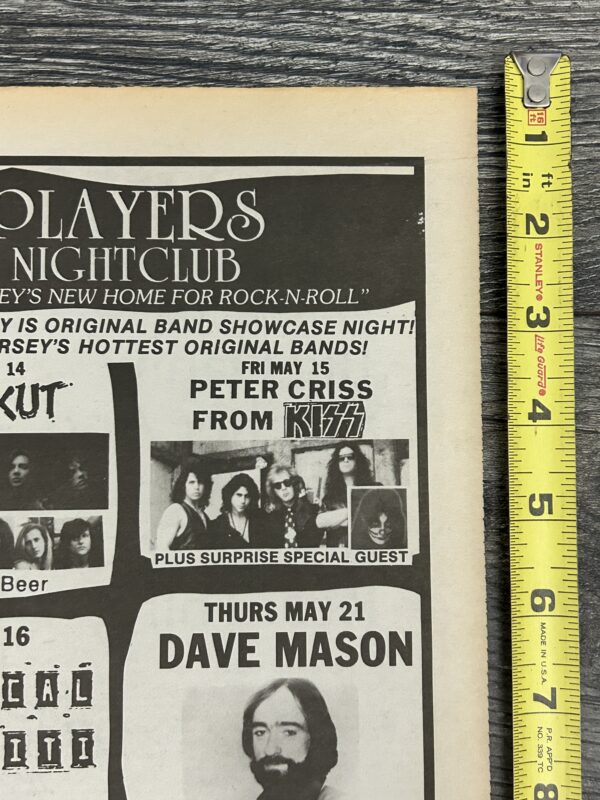 KISS Concert Ad Advert PETER CRISS