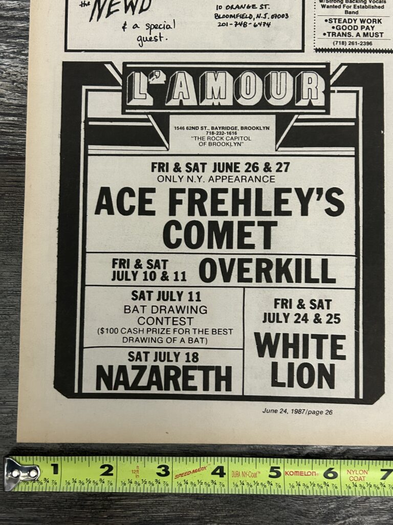 KISS Concert Ad Advert ACE FREHLEY Frehley's Comet