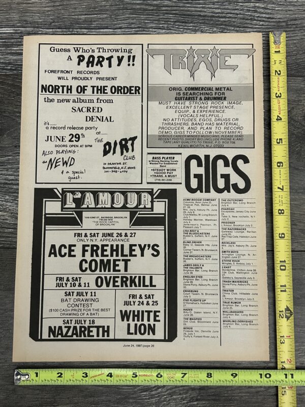 KISS Concert Ad Advert ACE FREHLEY Frehley's Comet