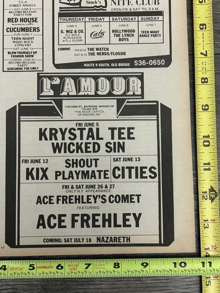 KISS Concert Ad Advert ACE FREHLEY Frehley's Comet