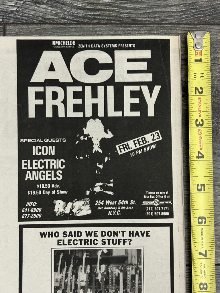 KISS Concert Ad Advert ACE FREHLEY