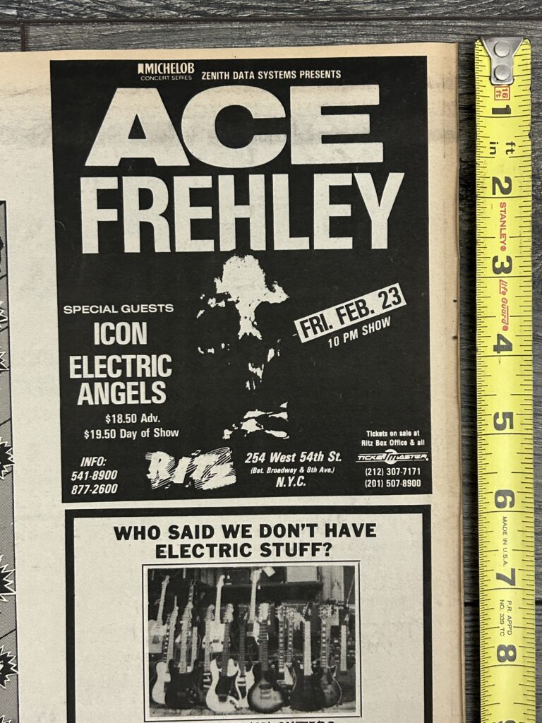 KISS Concert Ad Advert ACE FREHLEY