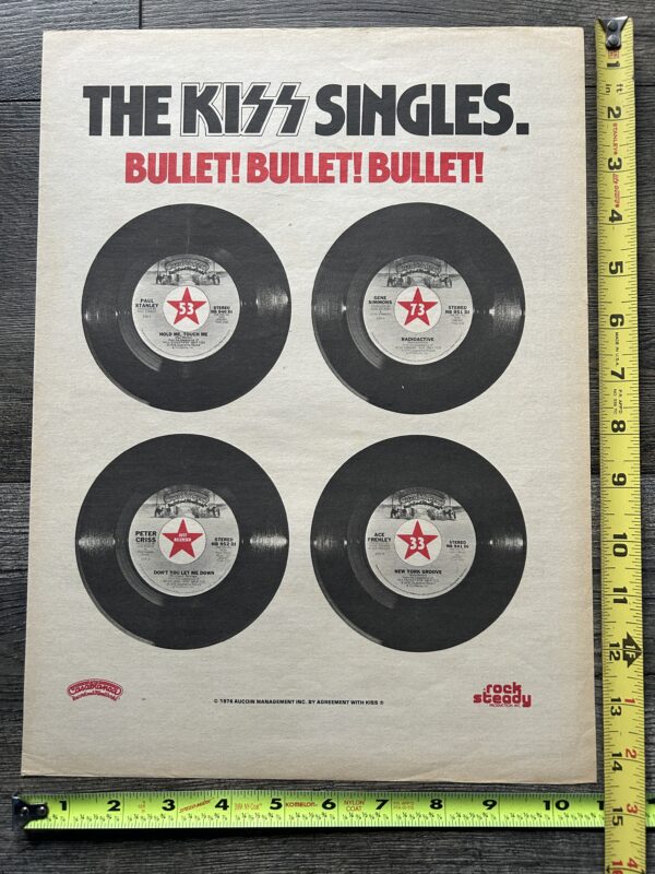 KISS Ad Advert 1978 Solo Albums Singles Bullet Style B 11x14 Vintage Kiss Aucoin