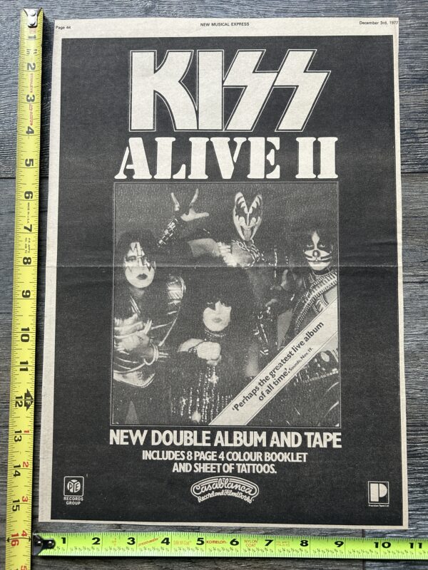 KISS Ad Advert Kiss Alive 2 1977