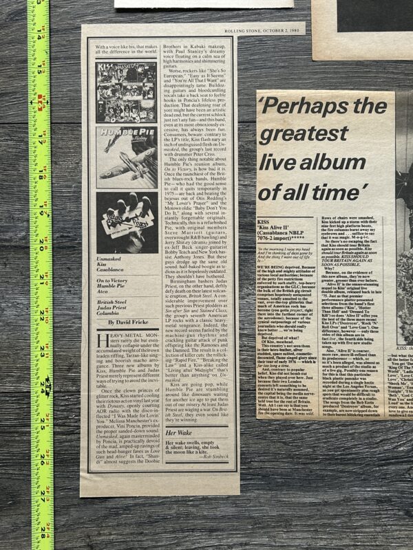 KISS Album Clippings Lot Love Gun Alive 2 Double Platinum Vintage Kiss Aucoin - Image 2