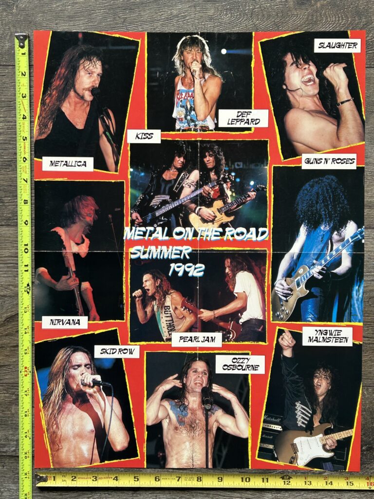 KISS Poster Centerfold Animalize Concert Tour Bruce Gene on Stage Metal on The Road 1992 Vintage Kiss