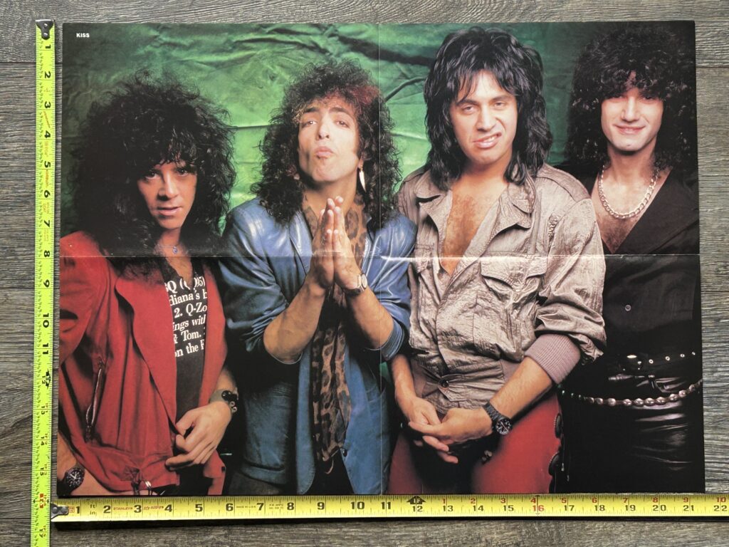 KISS Poster Centerfold Animalize Concert Tour Eric Paul Gene Bruce Green Background Vintage Kiss