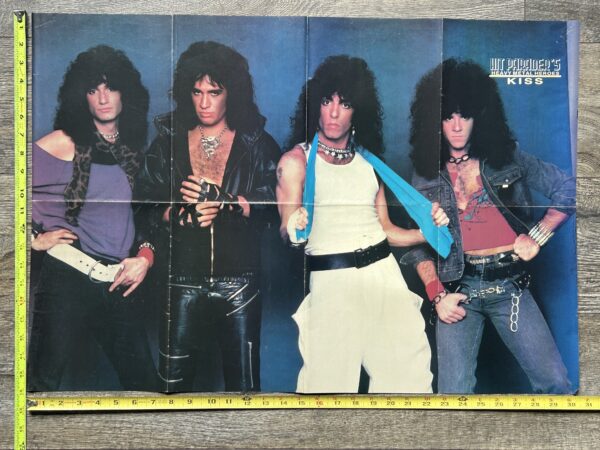 KISS Poster Centerfold Animalize Concert Tour Bruce Gene Paul Eric Blue Background Vintage Kiss