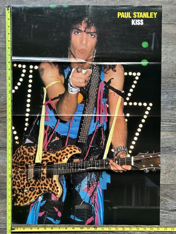 KISS Poster Centerfold Animalize Concert Tour Paul Stanley Pointing BC Rich Eagle Leopard Guitar Vintage Kiss