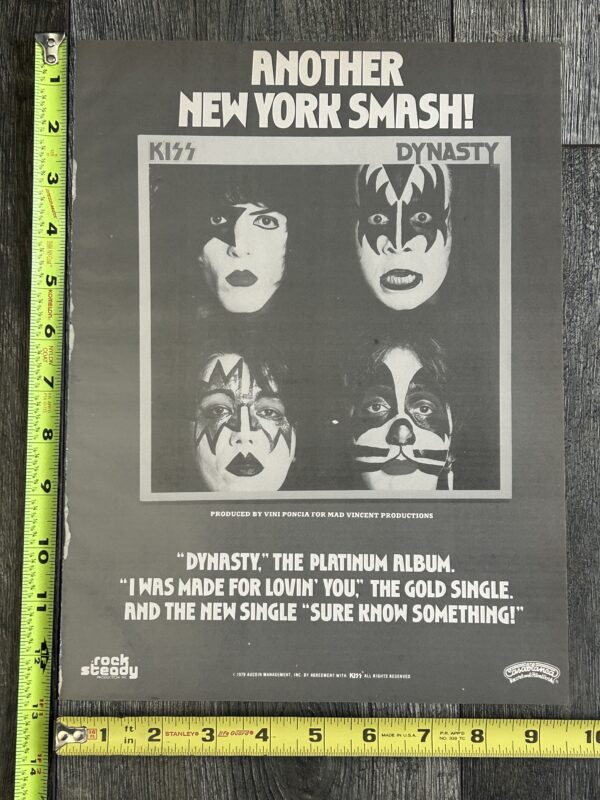 KISS Ad Advert Dynasty Album Another NY Smash 1979 Vintage Kiss Aucoin