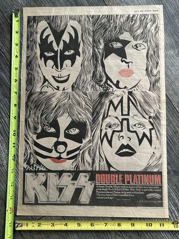 KISS Ad NEWSPAPER Advert Double Platinum UK Vintage Kiss Aucoin