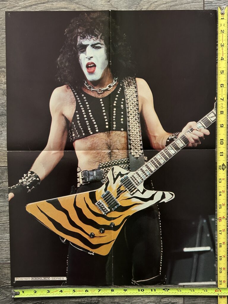 KISS Poster Centerfold Creatures Of The Night Concert Tour Paul Stanley w/ Guitar 16x21 Vintage Kiss Aucoin - tackholes - in excellent plus condition from smoke free pet free home