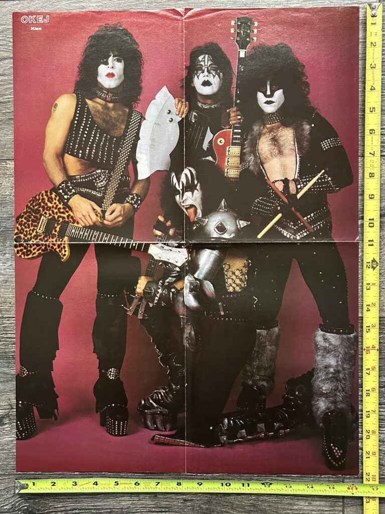 KISS Poster Centerfold Creatures Of The Night Gene Ace Eric Paul w/ Guitars Drumsticks