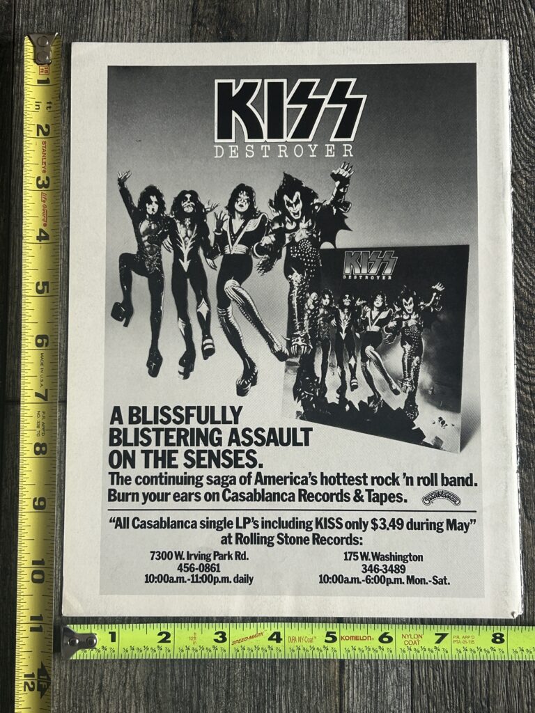 KISS Ad Advert Destroyer Assault On The Senses Rolling Stone Record Store Illinois