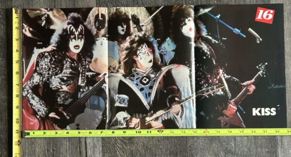 KISS Poster Centerfold Unmasked Gene Simmons Ace Frehley Paul Stanley Eric Carr 11x23 Vintage Kiss Aucoin