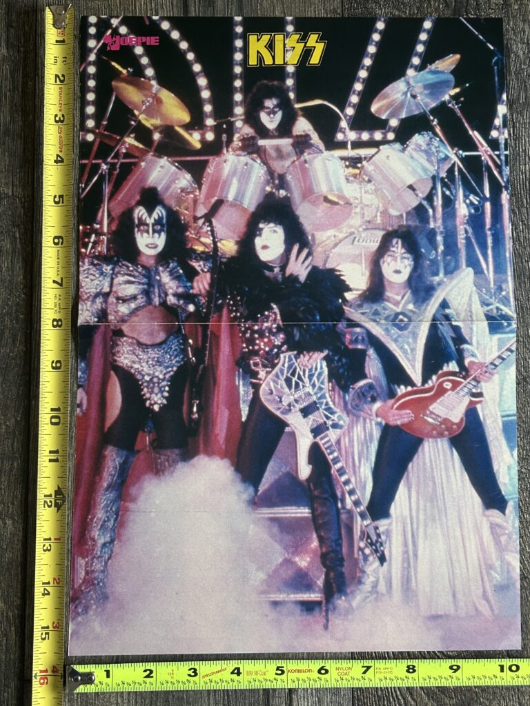 KISS Poster Centerfold Unmasked Tour Band Group Pose On Stage 10x16 Vintage Kiss Aucoin