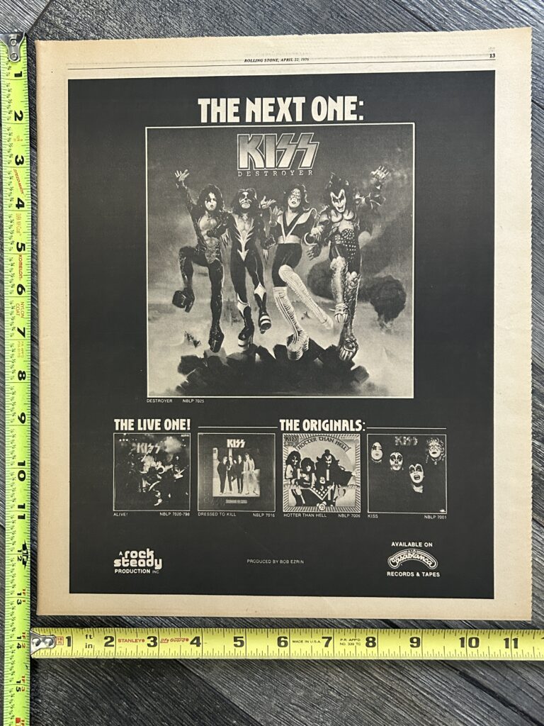 KISS Ad Advert Destroyer The Next One 1976 LP Vinyl Album Release Vintage Kiss Aucoin