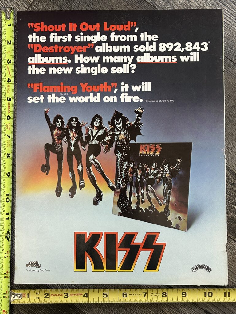 KISS Ad Advert Destroyer Flaming Youth Single 1976 Vintage Kiss Aucoin