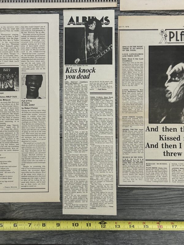 KISS Ad Advert Clippings Destroyer Vinyl Album 5pc Lot 1976 Vintage Kiss Aucoin - Image 3