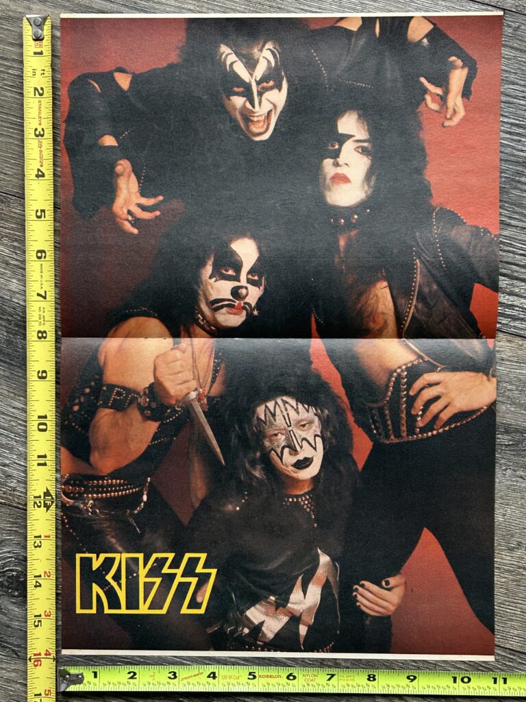 KISS Poster Centerfold Debut Album Red Background Vintage Kiss Aucoin