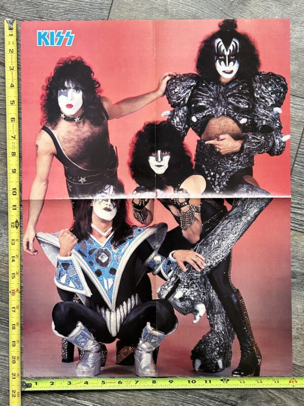 KISS Poster Centerfold Unmasked Group Red Back Vintage Kiss Aucoin