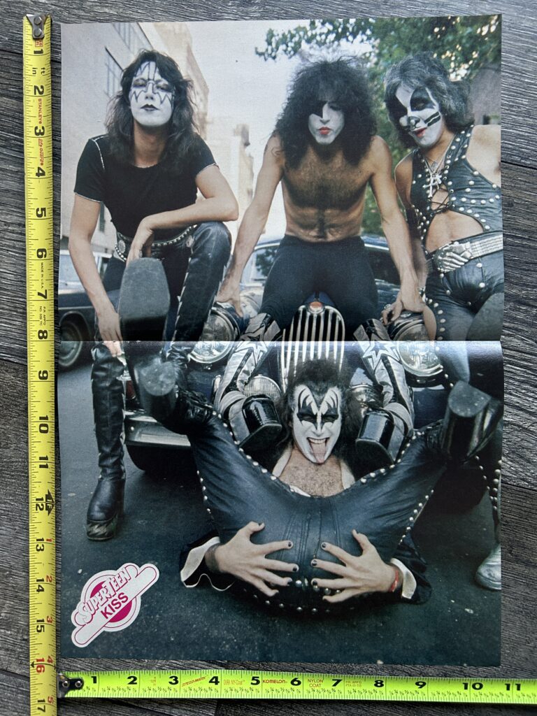 KISS Poster Centerfold Hotter Than Hell Group Pose Car Vintage Kiss Aucoin