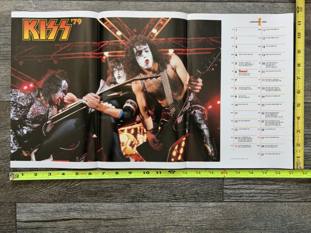 KISS Poster Centerfold Dynasty Tour 1979 Jan 1995 Calendar Vintage Kiss