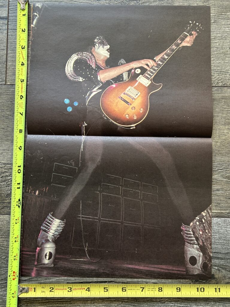 KISS Poster Centerfold Ace Frehley Les Paul Guitar 1976 Vintage Kiss Aucoin