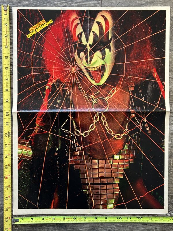 KISS Poster Centerfold Gene Simmons Spider-Web Popcorn Vintage Kiss Aucoin 14x19