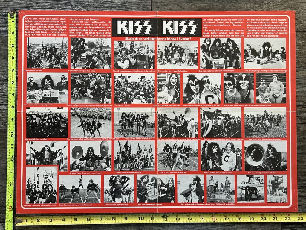 KISS Poster Centerfold Cadillac Michigan 1975 Sweden Vintage Kiss Aucoin 16x23