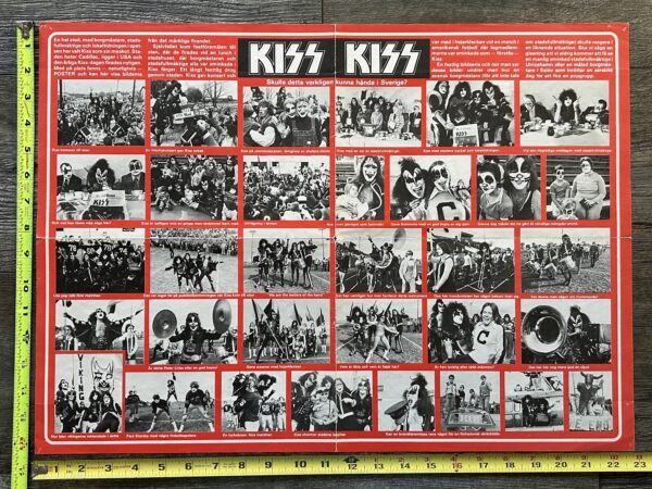 KISS Poster Centerfold Cadillac Michigan 1975 Sweden Vintage Kiss Aucoin 16x23