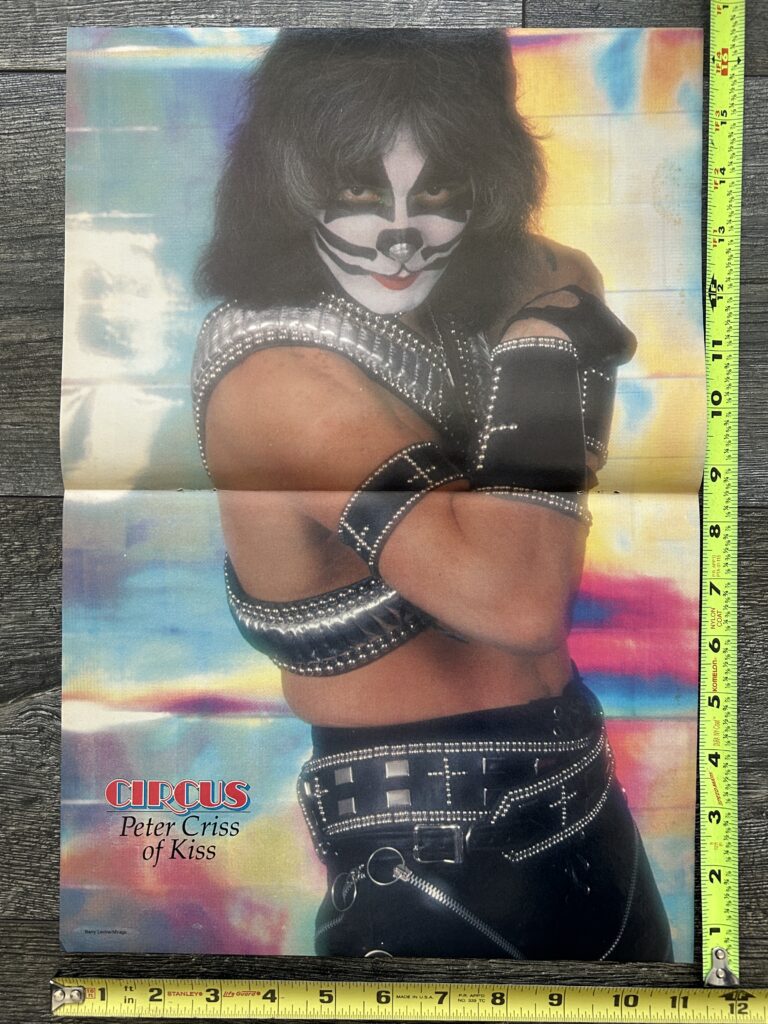 KISS Poster Centerfold Love Gun PETER CRISS Mylar Colors Vintage Kiss Aucoin