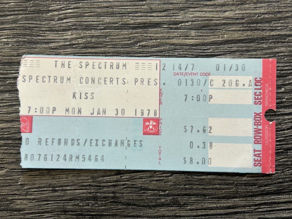 KISS TICKET STUB Alive 2 Concert Tour Philadelphia PA 1978 Vintage Kiss Aucoin A