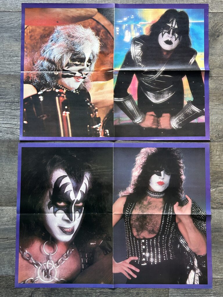 KISS Poster Centerfold Love Gun Collage 2pc Set Each 16x22 Vintage Kiss Aucoin