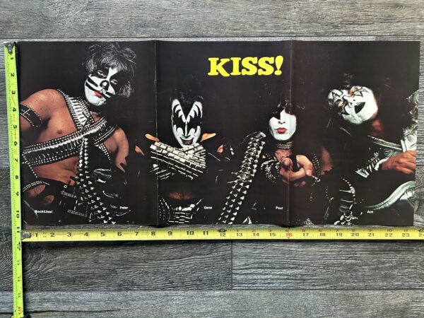 KISS Poster Centerfold Love Gun Group Pose Rockline Vintage Kiss Aucoin 11x23