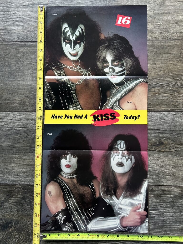 KISS Poster Centerfold Love Gun Group Pose Have You Had A Kiss Today 16 Magazine Vintage Kiss Aucoin