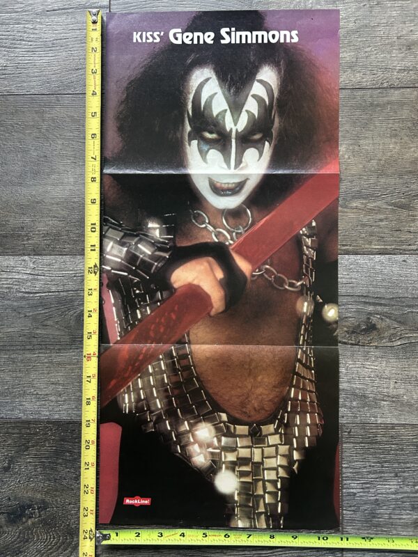 KISS Poster Centerfold Love Gun Gene Simmons Tube Pole Vintage Kiss Aucoin 11x23