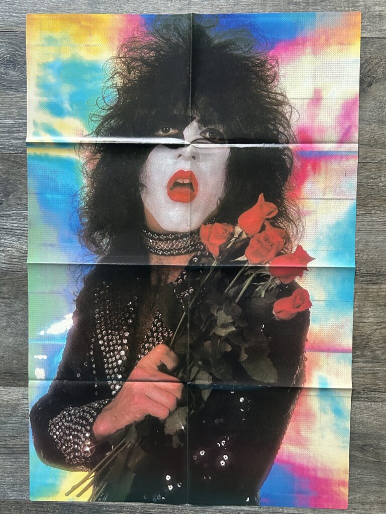 KISS Poster Centerfold Love Gun Paul Stanley w/ Roses Vintage Kiss Aucoin 21x31