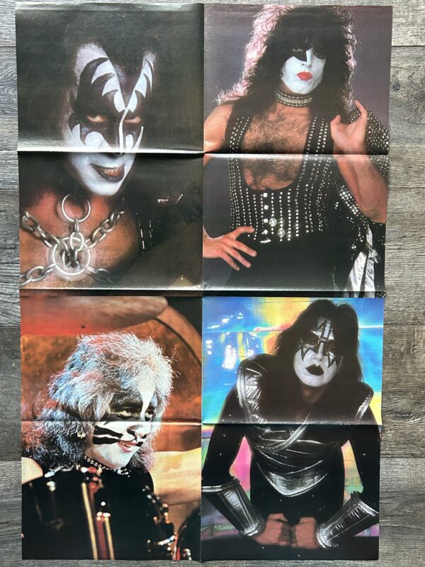 KISS Poster Centerfold Love Gun Group Collage Vintage Kiss Aucoin 21x31