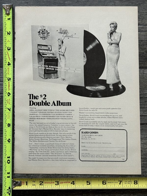 KISS Ad Advert Hard Goods Warner Brothers Records Vintage Kiss Aucoin 8x11