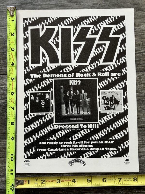 KISS Ad Advert Dressed To Kill Album Demons Of Rock Vintage Kiss Aucoin 8x11