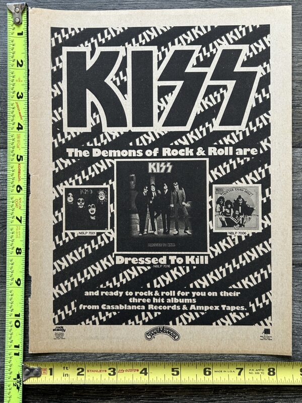 KISS Ad Advert Dressed To Kill Album Demons Of Rock Vintage Kiss Aucoin 8 1/2x11