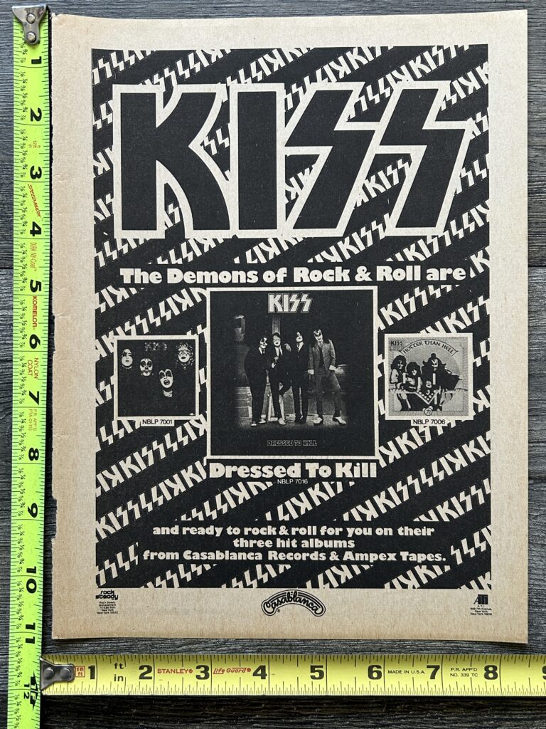 KISS Ad Advert Dressed To Kill Album Demons Of Rock Vintage Kiss Aucoin 8 1/2x11